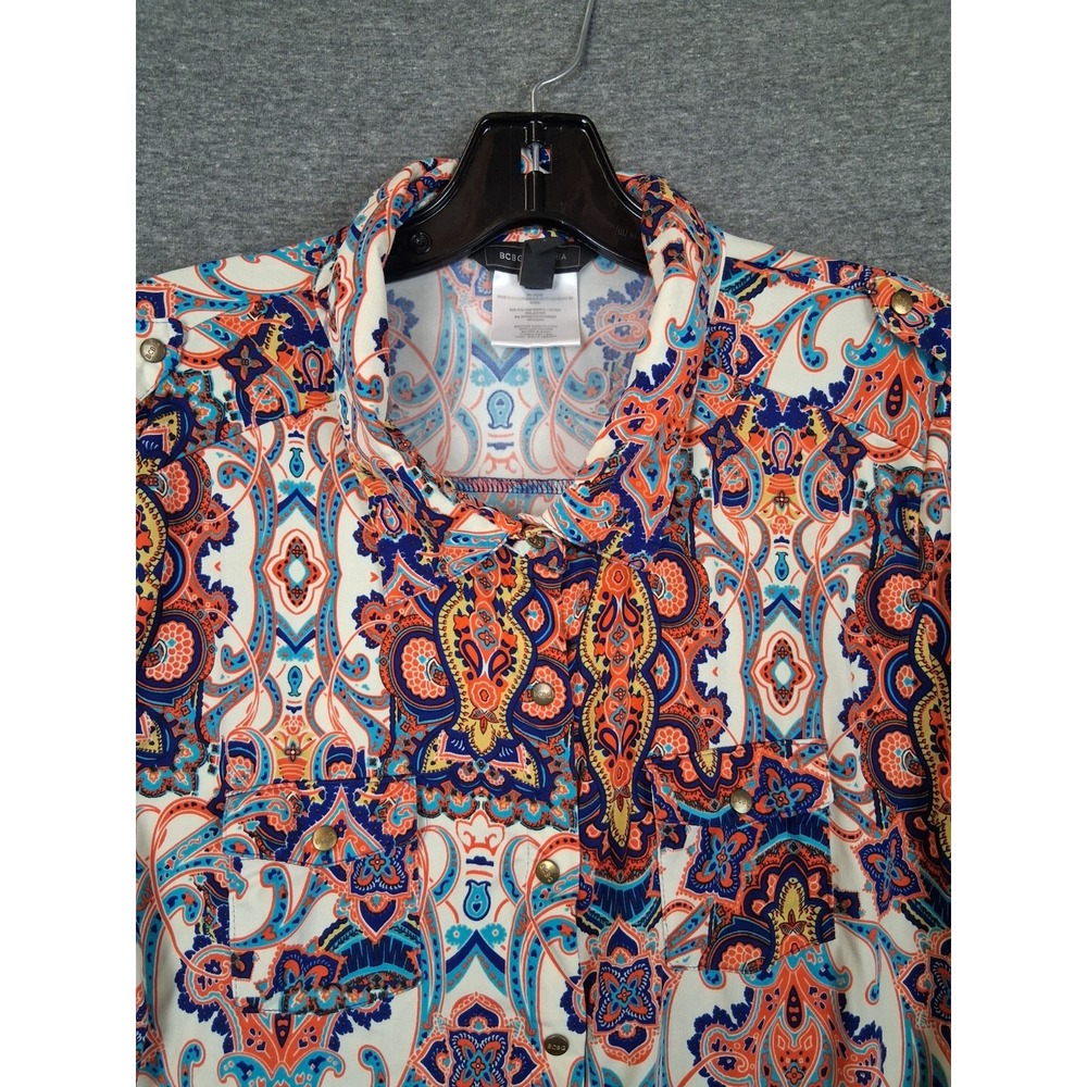 BCBG Maxazria Shirt Large Multi Floral Paisley Persian Boho Capsule Art To Wear